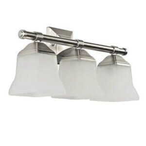 3-Light Vanity Bar Brushed Nickel Finish Etched Glass Shades Portfolio E…